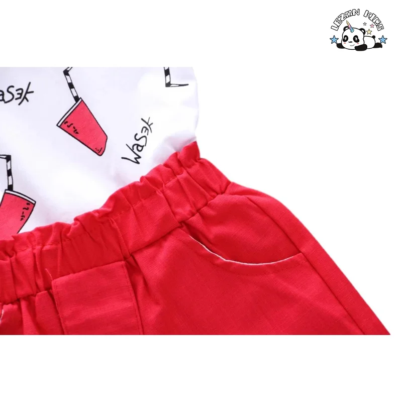 LEZONKIDS - Conjunto de Roupas de Verão Personalizáveis para Meninas com Mangas Borboleta Conjuntos de Roupas para Crianças Meninas Conjunto de Roupas de Verão